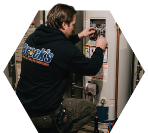 Brock's tech working on a water heater